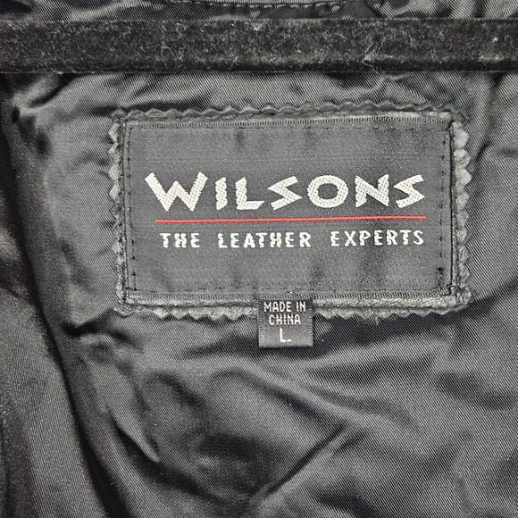 Vtg WILSONS LEATHER Black Leather Jacket Women’s Large Belted Midi Trench Coat - Picture 9 of 10